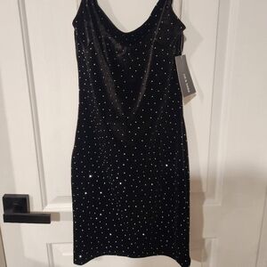 Elegant Black Velvet Dress with Sparkling Accents